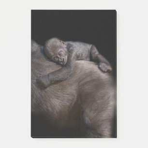 Gorilla Baby Riding On Mum's Back Post-it Notes