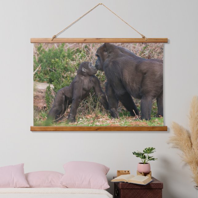 Gorilla Baby's Affectionate for Mum Hanging Tapestry (Bedroom)