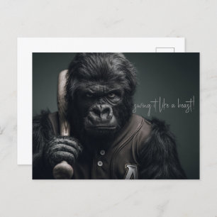 Gorilla Baseball Player Postcard