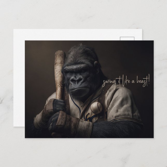 Gorilla Baseball Player Postcard (Front/Back)