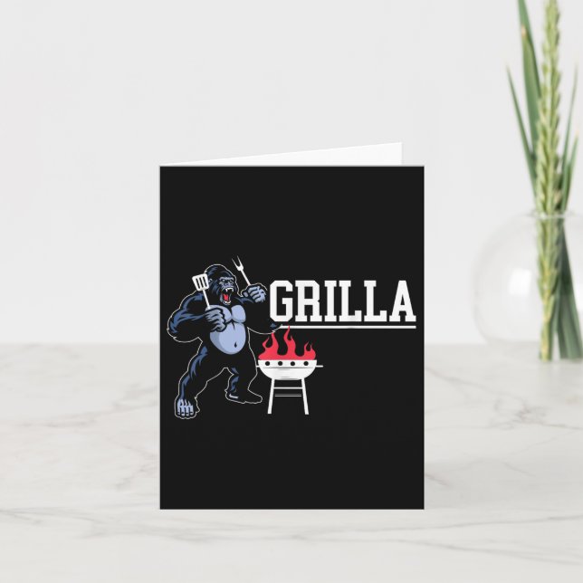 Gorilla Bbq Grilla Grilling Grillmaster Barbecue  Card (Front)