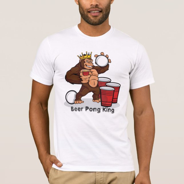 Gorilla Beer Pong King T-Shirt (Front)