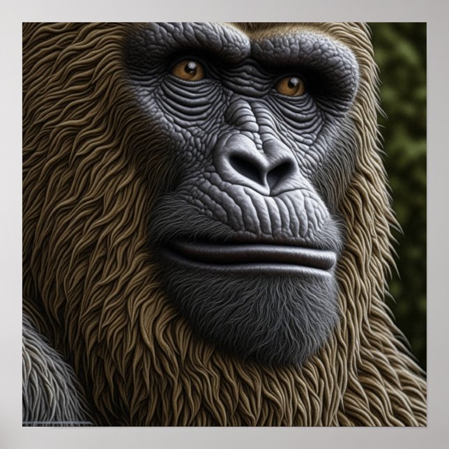 Gorilla, Bigfoot or Sasquatch Close up of Face Poster (Front)
