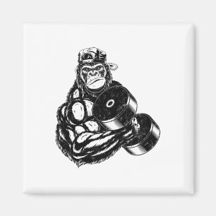 Gorilla Bodybuilder Gym Weightlifting Tee Workout  Magnet