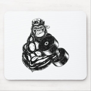 Gorilla Bodybuilder Gym Weightlifting Tee Workout Mouse Pad