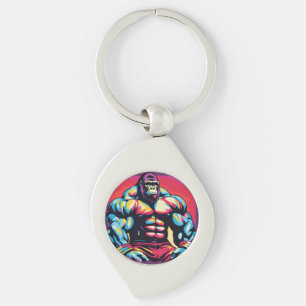 Gorilla Bodybuilder Lifter Pop Art Cartoon Key Ring