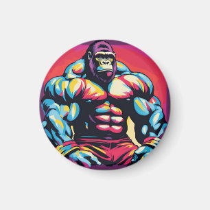 Gorilla Bodybuilder Lifter Pop Art Cartoon Magnet