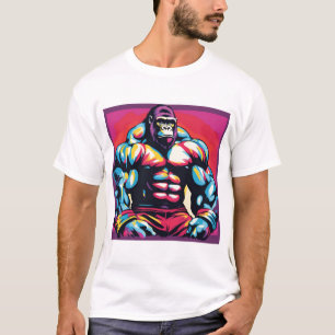Gorilla Bodybuilder Lifter Pop Art Cartoon T-Shirt