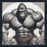 Gorilla Bodybuilder Pop Art Cartoon Drawing<br><div class="desc">Digital Computer Animal Art - College Pop Art - Wild Animal Computer Images</div>