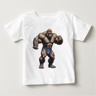 Gorilla Bodybuilder Pop Art Cartoon Drawing Baby T-Shirt