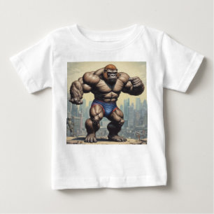 Gorilla Bodybuilder Pop Art Cartoon Drawing Baby T-Shirt