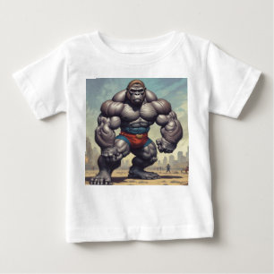 Gorilla Bodybuilder Pop Art Cartoon Drawing Baby T-Shirt