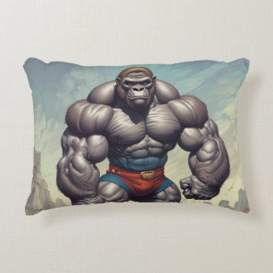 Gorilla Bodybuilder Pop Art Cartoon Drawing Decorative Cushion
