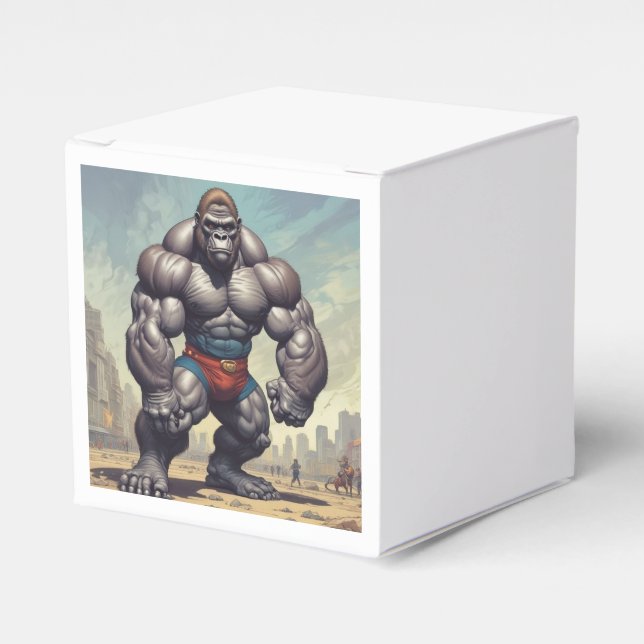 Gorilla Bodybuilder Pop Art Cartoon Drawing Favour Box (Front Side)