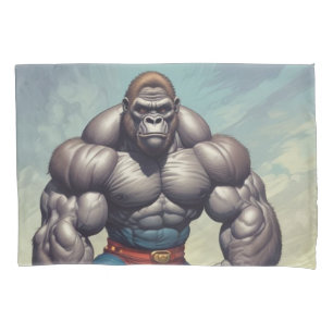 Gorilla Bodybuilder Pop Art Cartoon Drawing Pillowcase