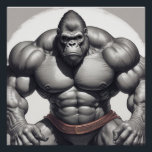 Gorilla Bodybuilder Pop Art Cartoon Drawing Poster<br><div class="desc">Digital Computer Animal Art - College Pop Art - Wild Animal Computer Images</div>