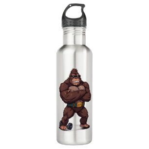 Gorilla Bodybuilder Weight Lifter Pop Art Cartoon 710 Ml Water Bottle