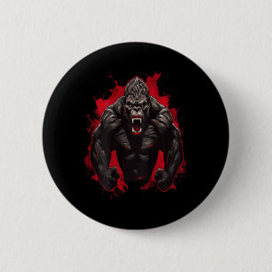 Gorilla Bodybuilding Workout Backprint Gym  6 Cm Round Badge