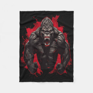 Gorilla Bodybuilding Workout Backprint Gym Fleece Blanket