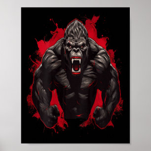 Gorilla Bodybuilding Workout Backprint Gym  Poster