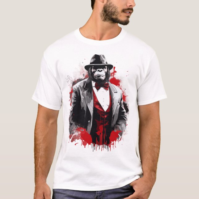 Gorilla Boss: Dapper Style and Street Swagger! T-Shirt (Front)