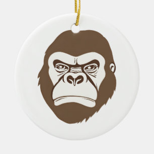 Gorilla Cartoon Drawing Ceramic Ornament