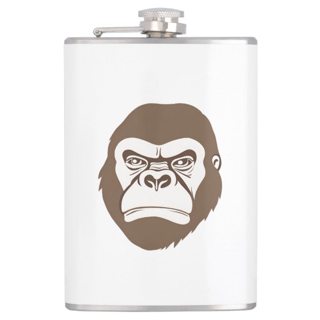 Gorilla Cartoon Drawing Hip Flask (Front)