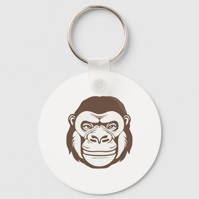 Gorilla Cartoon Drawing Key Ring (Front)