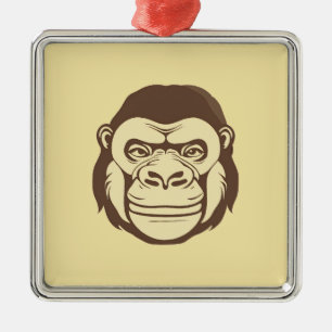 Gorilla Cartoon Drawing Metal Ornament