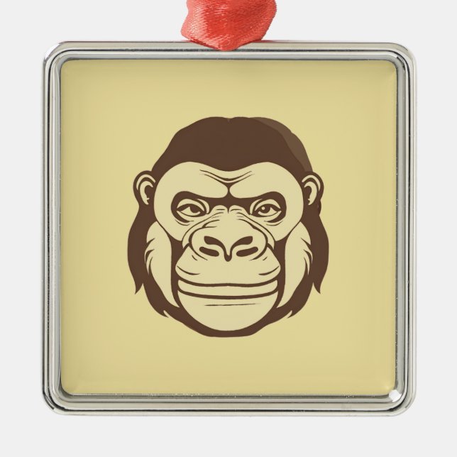 Gorilla Cartoon Drawing Metal Ornament (Front)