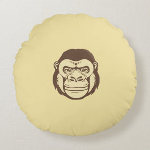 Gorilla Cartoon Drawing Round Cushion