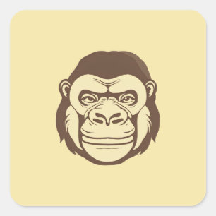 Gorilla Cartoon Drawing Square Sticker