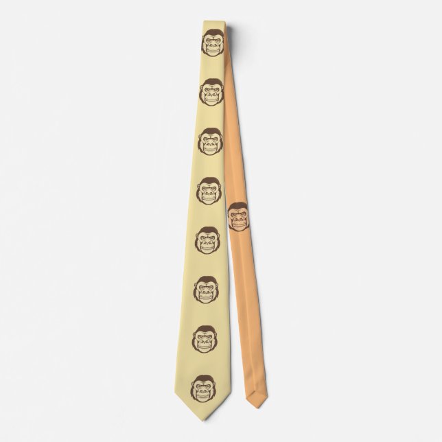 Gorilla Cartoon Drawing Tie (Front)