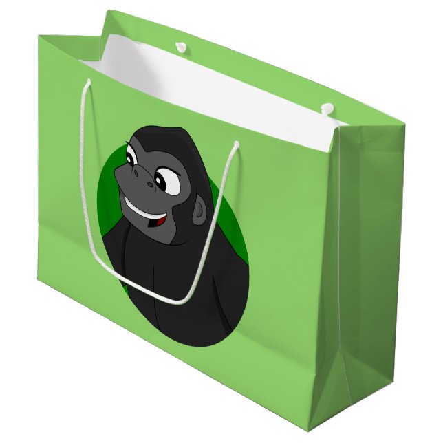 Gorilla Cartoon Large Gift Bag (Front Angled)