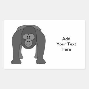 Gorilla Cartoon Rectangular Sticker