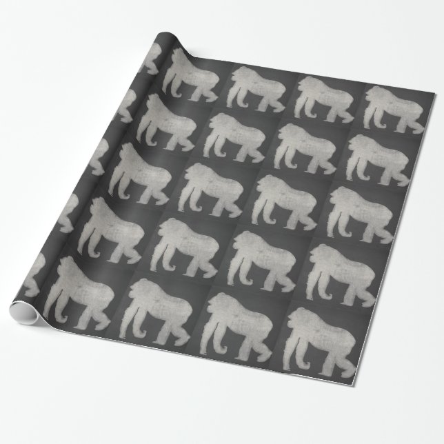 Gorilla Chalkboard Wrapping Paper (Unrolled)