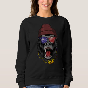Gorilla Cool American Flag Patriotic 4th Of July P Sweatshirt