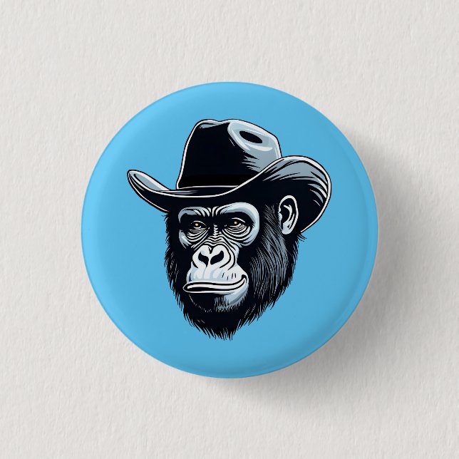 Gorilla Cowboy 3 Cm Round Badge (Front)