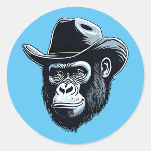 Gorilla Cowboy Classic Round Sticker