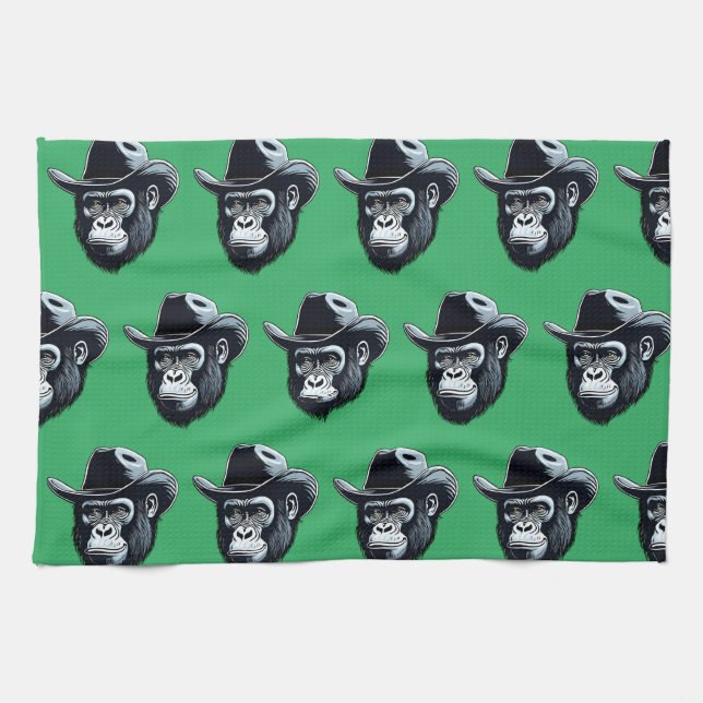 Gorilla Cowboy Tea Towel (Horizontal)