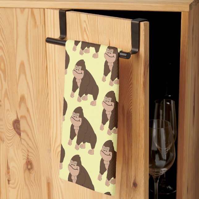 Gorilla Design Any Colour Background Tea Towel (Thirds Fold)