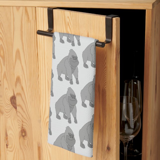 Gorilla Design Any Colour Background Tea Towel (Thirds Fold)