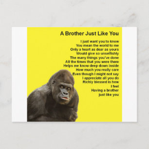 Gorilla Design - Brother Poem Postcard