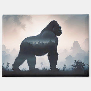 Gorilla Double Exposure Animal Nature Wilderness Magnet