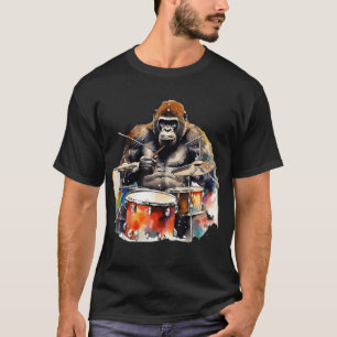 Gorilla Drumming Gorilla Playing Drums Drummer T-Shirt