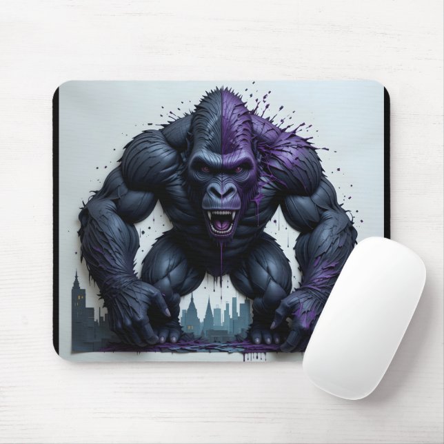 Gorilla Duality Portrait Mouse Pad (With Mouse)