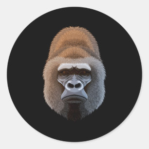 Gorilla Face Ape Majestic Gorilla Jungle Animal Classic Round Sticker