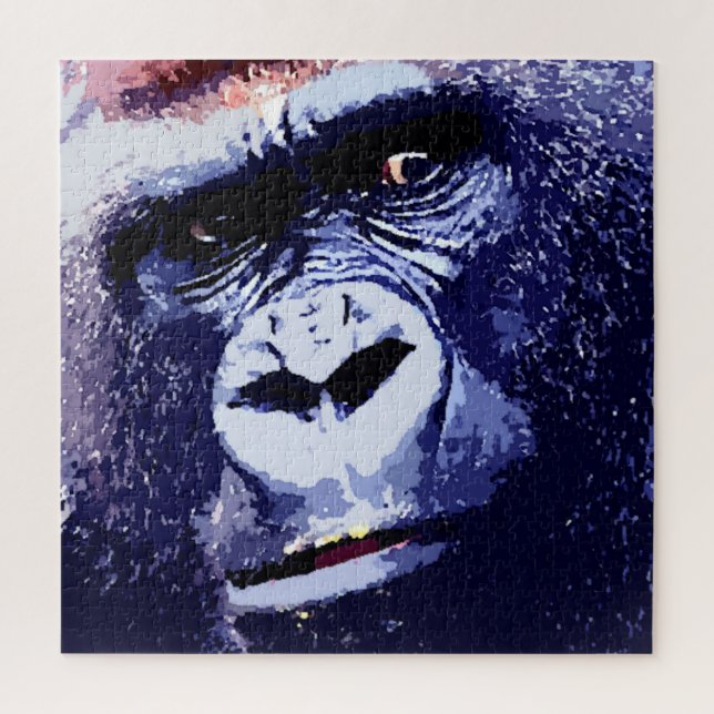 Gorilla Face Blue Pop Art Jigsaw Puzzle (Vertical)