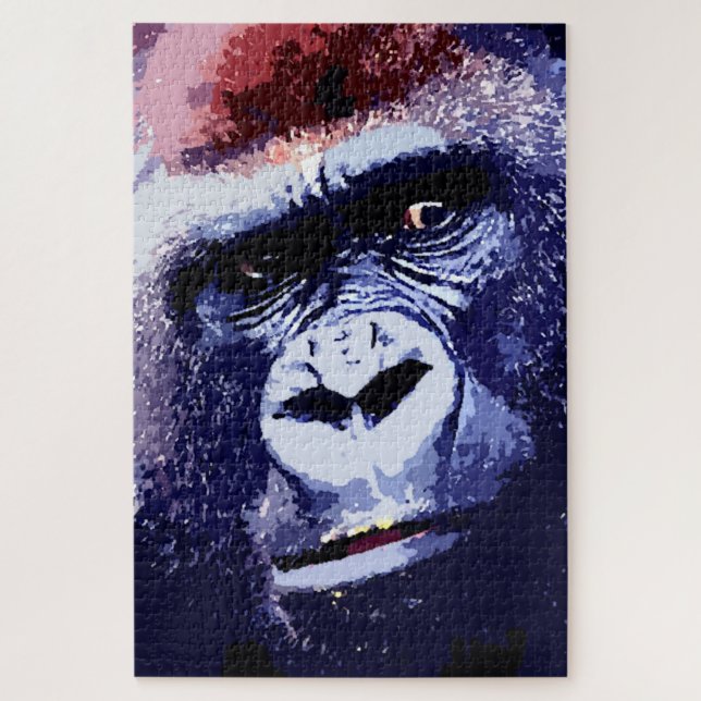 Gorilla Face Blue Pop Art Jigsaw Puzzle (Vertical)