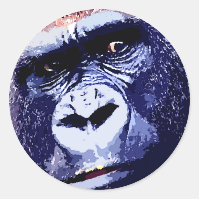 Gorilla Face Classic Round Sticker (Front)